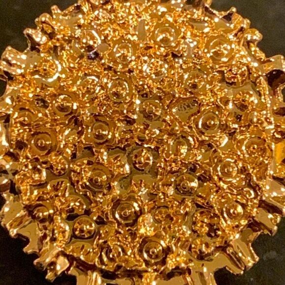 18k Gold Plated Soleil Textured Earrings, Round Sun Luna Coin Flower Studs, Gift - Picture 8 of 11